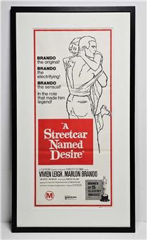 A framed bill poster of A Streetcar Named Desire Vivien Leigh and Marlon Brando (L:90cm - Marlon Brando