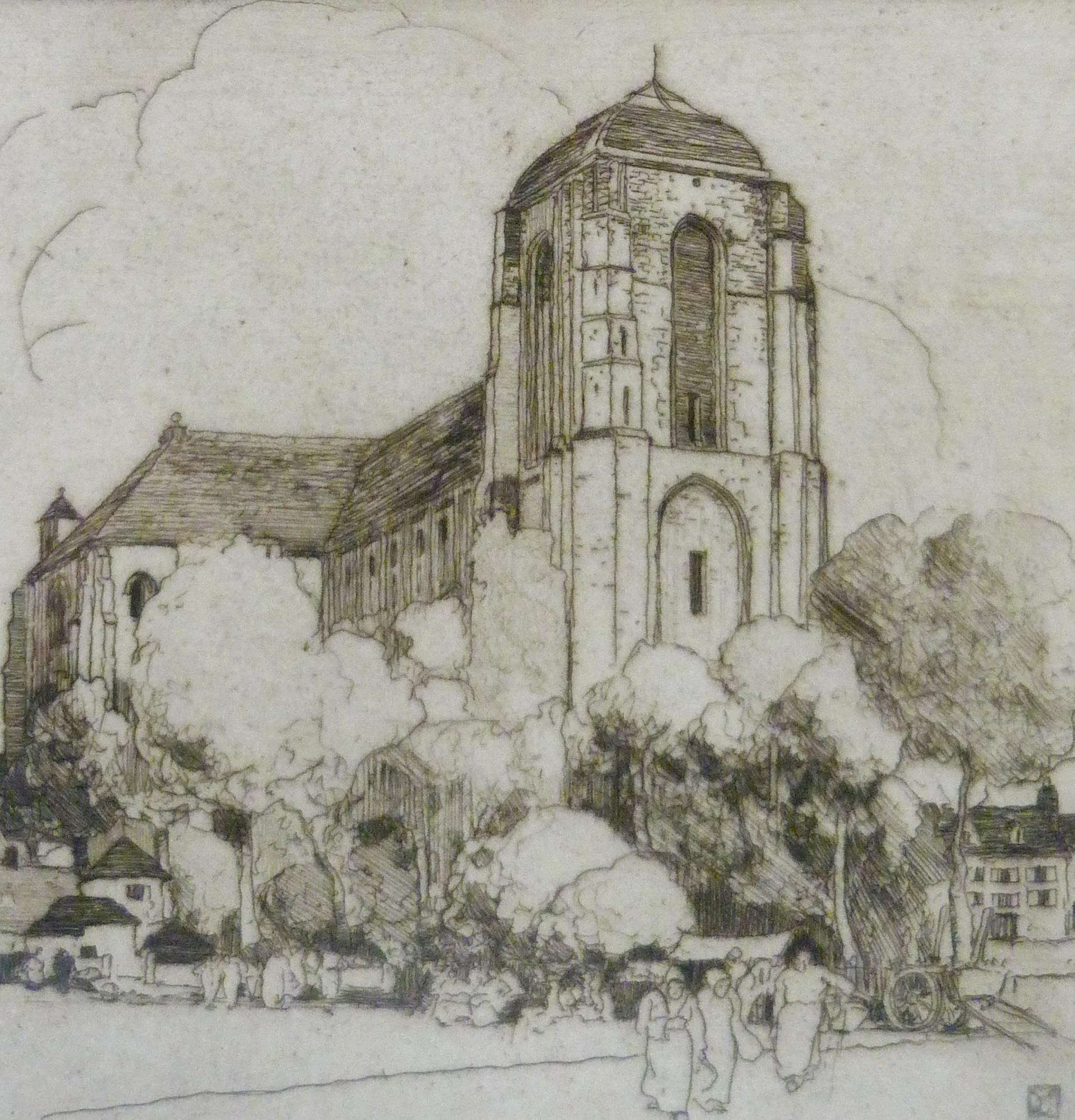 Artwork by William Lee-Hankey, Woman sewing, Made of etching