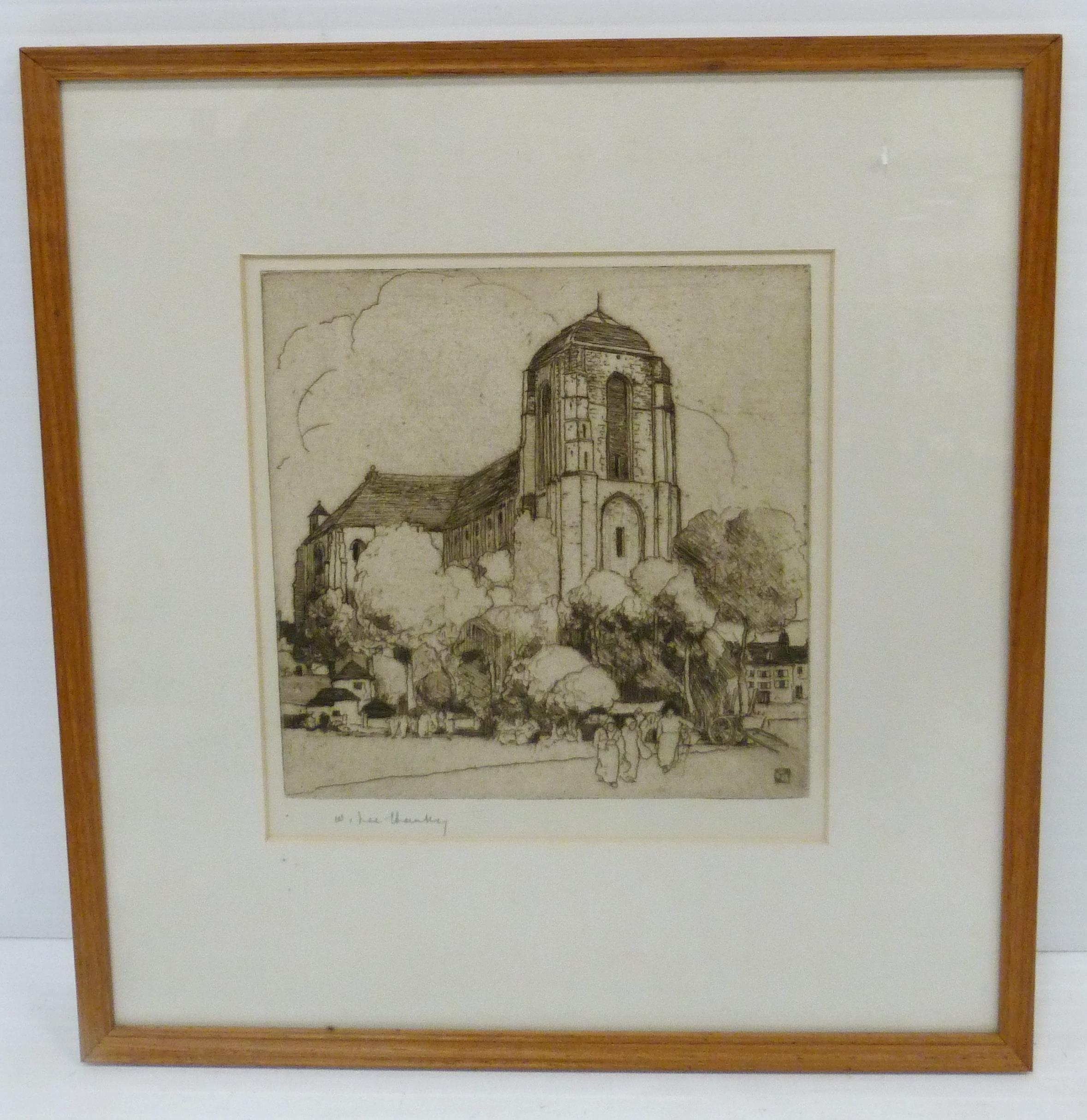 Artwork by William Lee-Hankey, Woman sewing, Made of etching