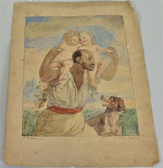 F. Jacobs | Homme portant deux enfants (1851) | MutualArt