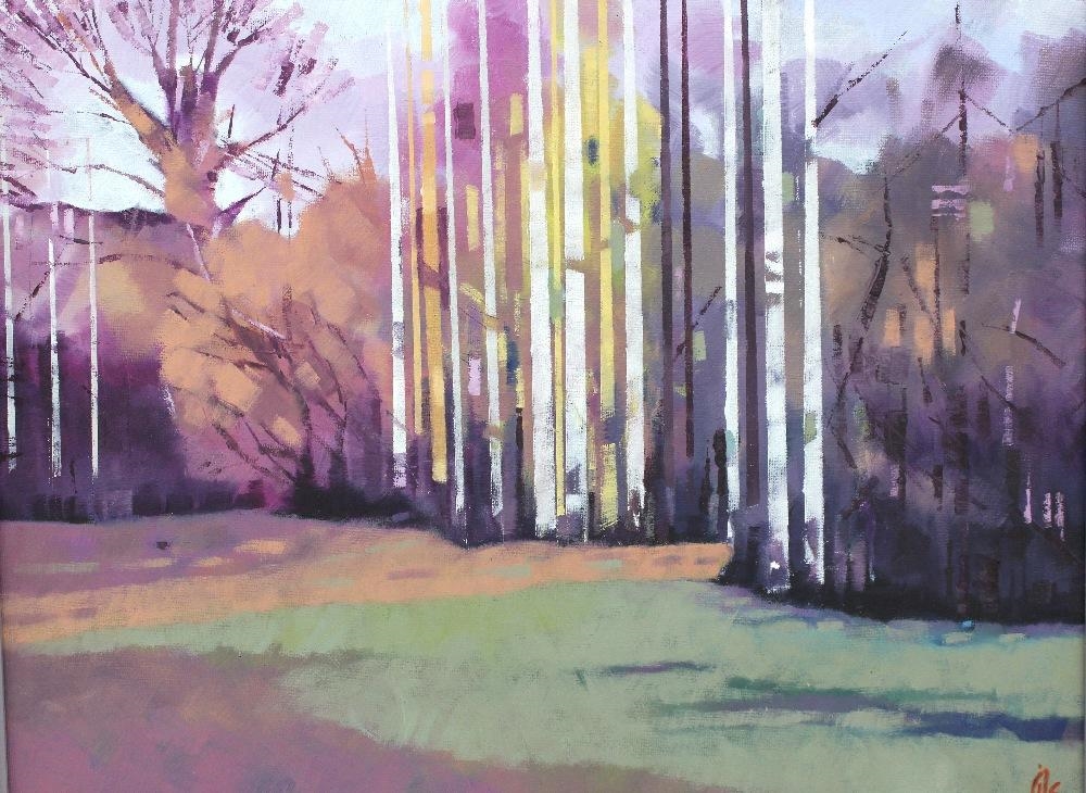 Artwork by Janette Summerfield, Summerfield, Janette (British ) oil on canvas 'Silver Birches' image size approx 50.5cm x 40.5cm, Made of oil on canvas 'Silver Birch