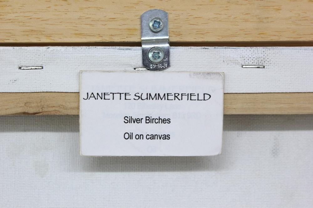 Artwork by Janette Summerfield, Summerfield, Janette (British ) oil on canvas 'Silver Birches' image size approx 50.5cm x 40.5cm, Made of oil on canvas 'Silver Birch