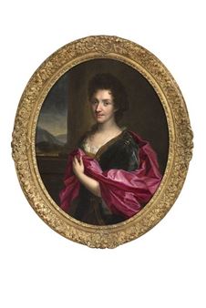 Portrait of a woman with a pink drape - Gabriel Revel