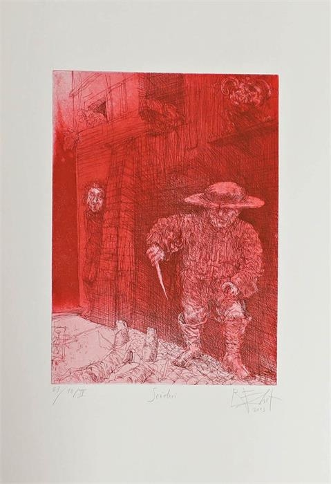 Artwork by Rainer Ehrt, Das Fräulein von Scudery, Made of etching with aquatint