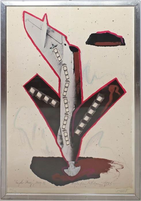 Artwork by Wolf Vostell, Engels-Sturz, Made of Offset/Farbserigraphie/Karton