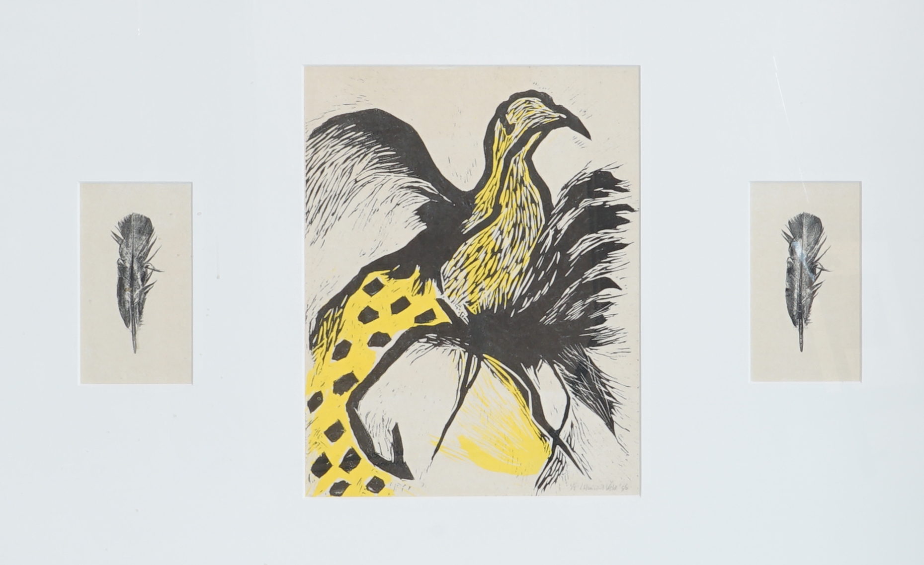 Artwork by Loes Huis in 't Veld, Vliegen, Made of linodruk