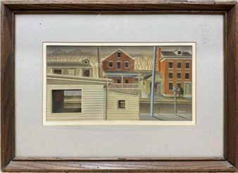 Mixed media street scene signed R Kumler - R. Kumler