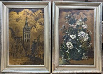 Pari of M. Zayas oil on board works - M. Zayas