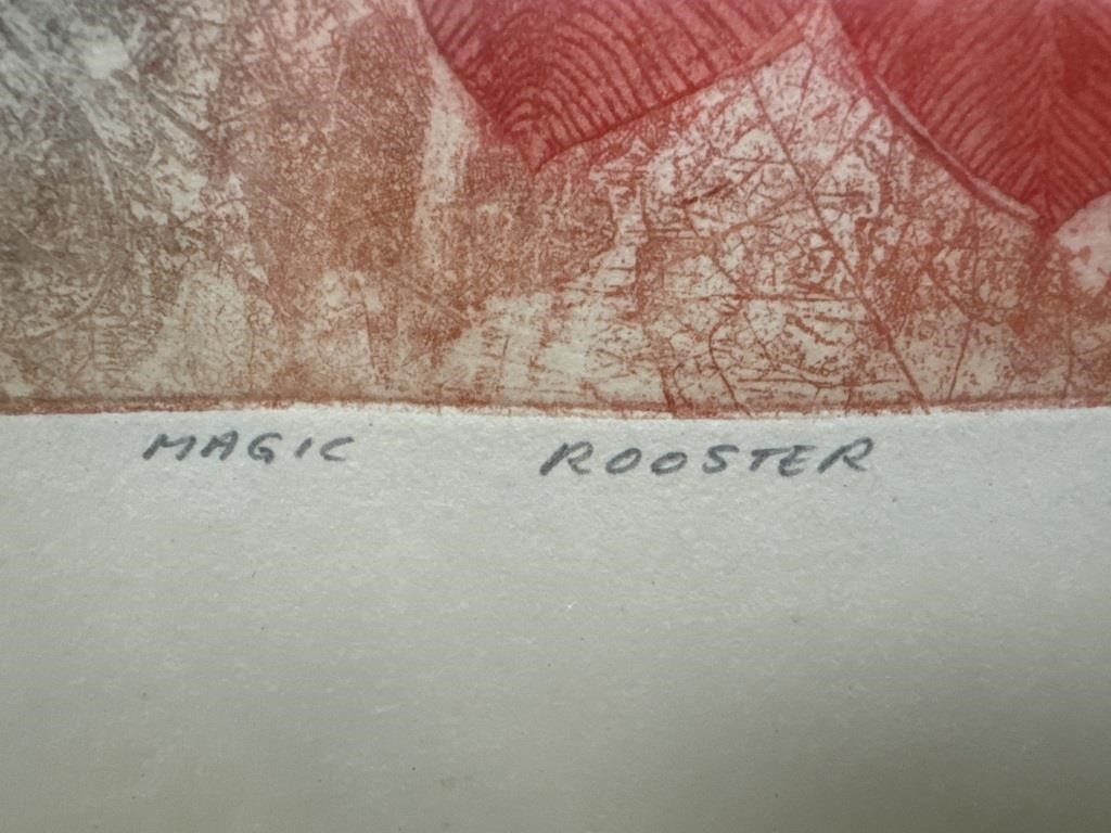 Artwork by David Berg, David Silverberg (Canadian b.1936) signed engraving Magic Rooster, Made of Engraving