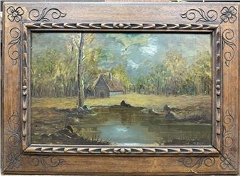 M Zayas oil on board landscape - M. Zayas