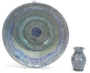 Bowl (13 1/2" diam./ cracked) & Vase by Axel Ebring Vernon BC - Axel Ebring