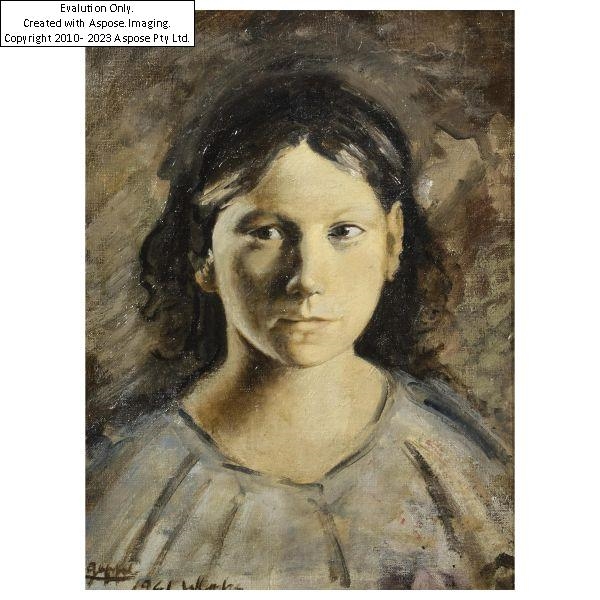 Artwork by Roman School, 20th Century, Roman artist, 20th century, PORTRAIT OF A GIRL, Made of oil on canvas