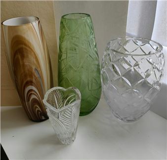 Collection of 4 vintage crystal vases from the USSR - The Green Vase