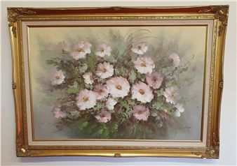 S Leigh. A th Century Oil on Canvas still life of Flowers - S. Leigh