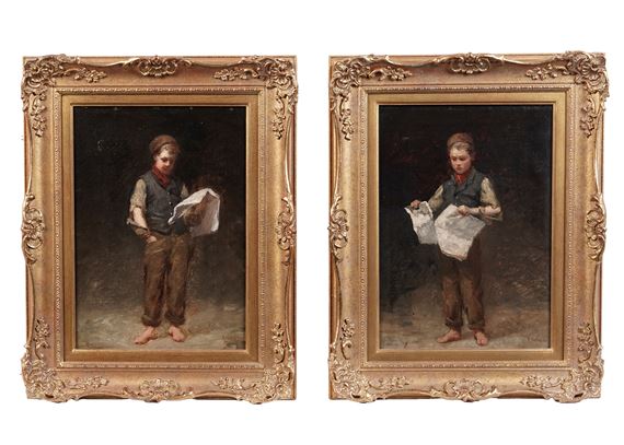 Ralph Hedley | The Newspaper Boy: a pair of portraits (85) | MutualArt