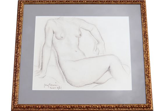 Nu féminin Fusain by Joseph Monin, daté mars 1942