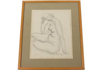 Nu féminin Crayon et encre - Joseph Monin