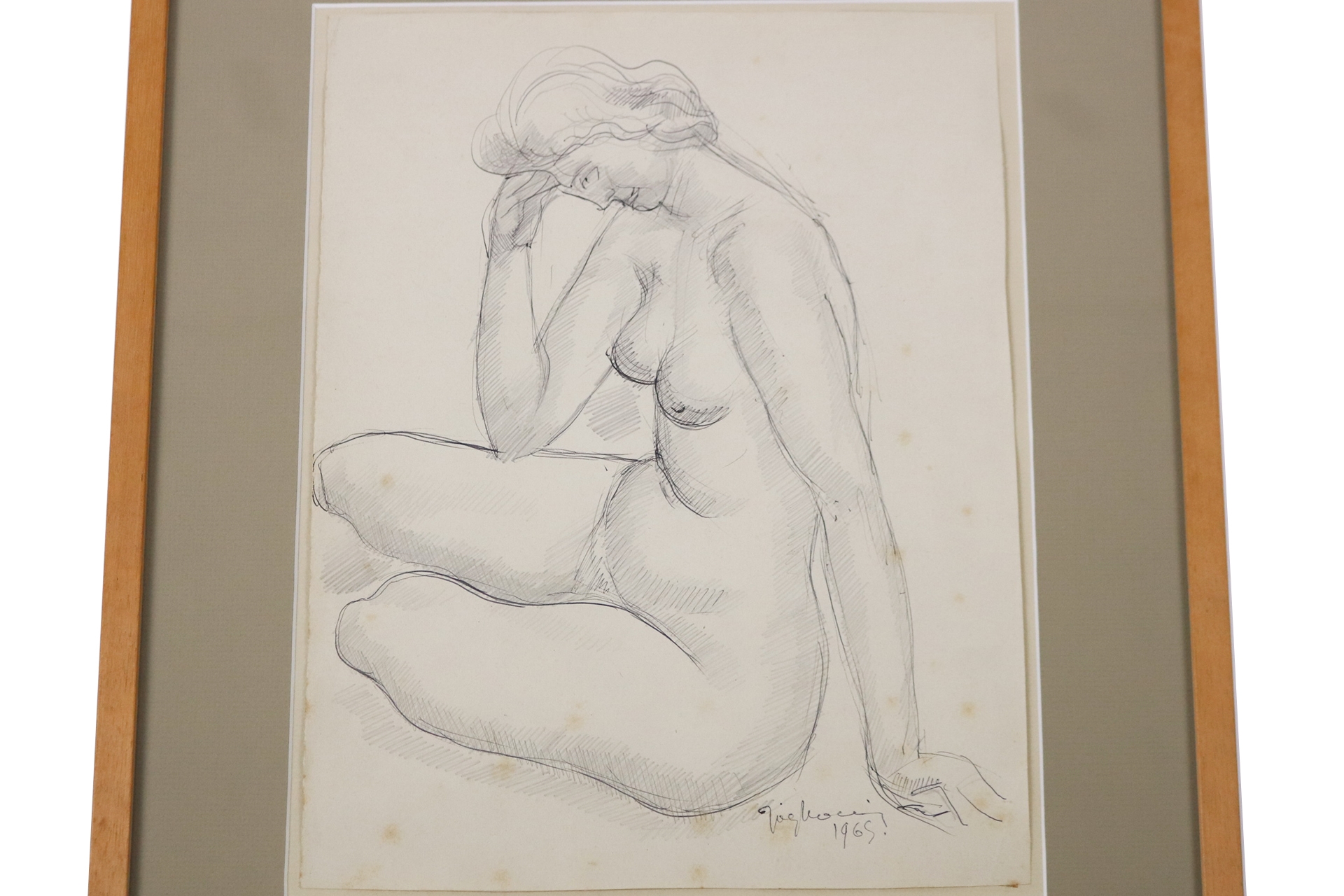 Artwork by Joseph Monin, Nu féminin Crayon et encre, Made of Pencil and ink