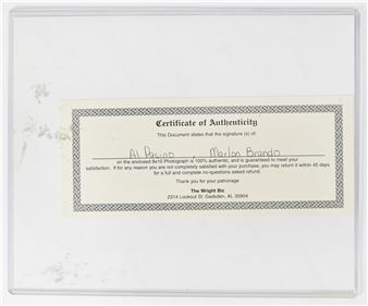 with attached certificate of authenticity verso - Marlon Brando