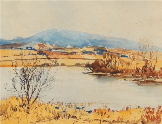 AUTUMN TREES BY THE LOUGH by Theodore James Gracey