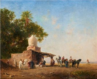 L’arrivée à l’oasis. - Narcisse Berchère