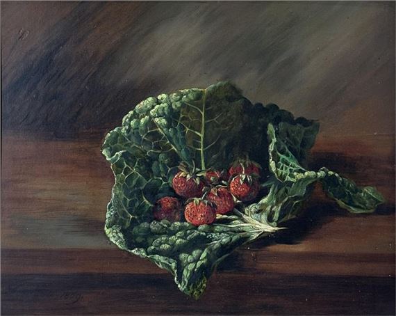 Still life with cabbage and strawberries by François Joseph Huygens