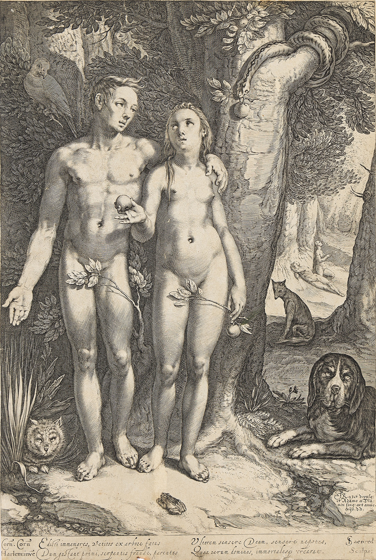 Artwork by Jan Pietersz Saenredam, The Temptation of Adam, Made of Engraving