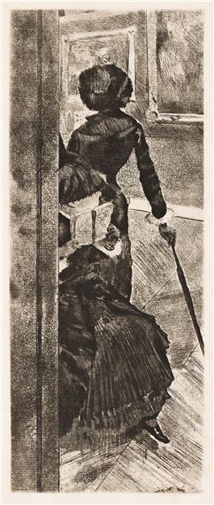 Au Louvre, la peinture, Mary Cassatt by Edgar Degas, circa 1879-1880