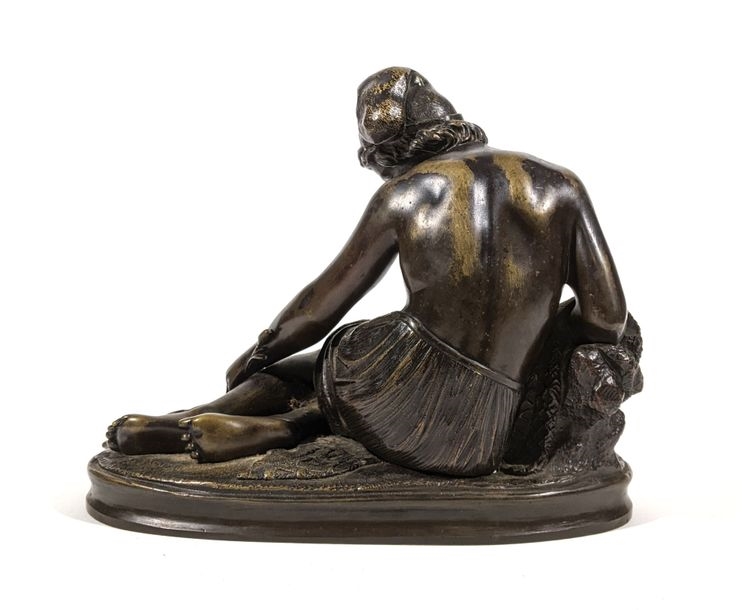 Sculpture Ancienne "Ragazzo Pescatore" - Jeune Pêcheur Napolitain Sur Socle Marbre