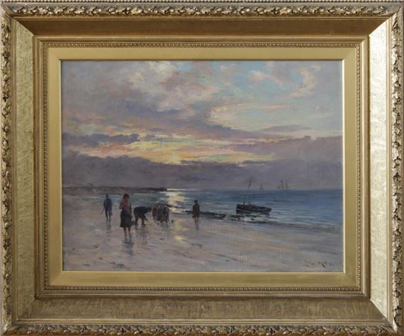 Cockling at sunset by Joe Milne, late 19th century