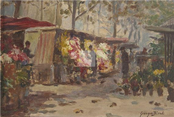 Le marché aux fleurs sur l’Île de la Cité by Georges Jules Ernest Binet