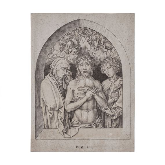 The Man of Sorrows Between the Virgin and St. John by Martin Schongauer, circa 1470-1472
