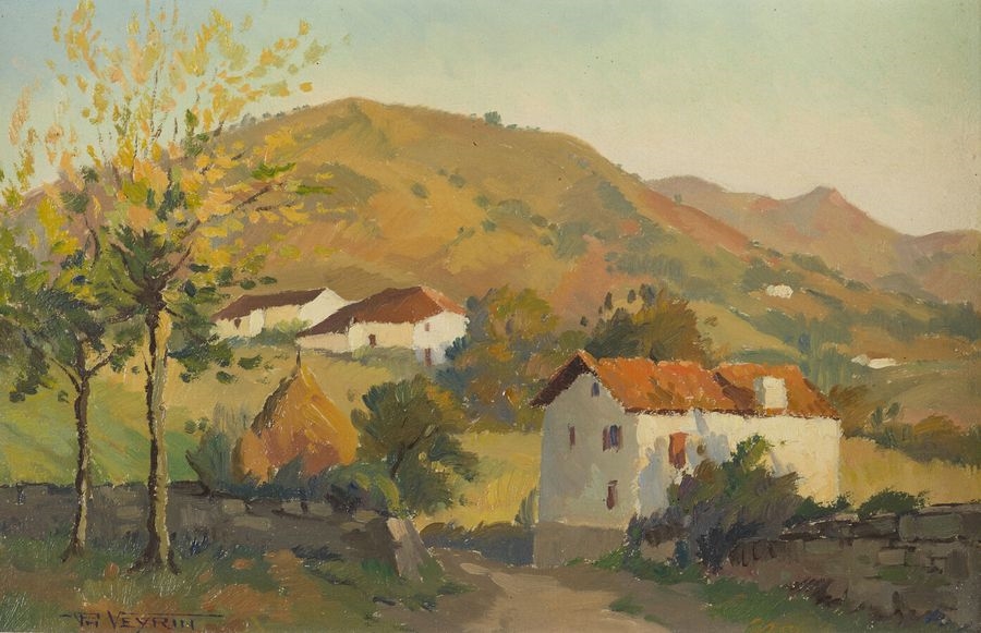 Artwork by Philippe Veyrin, Basque landscape, Made of Oil on panel
