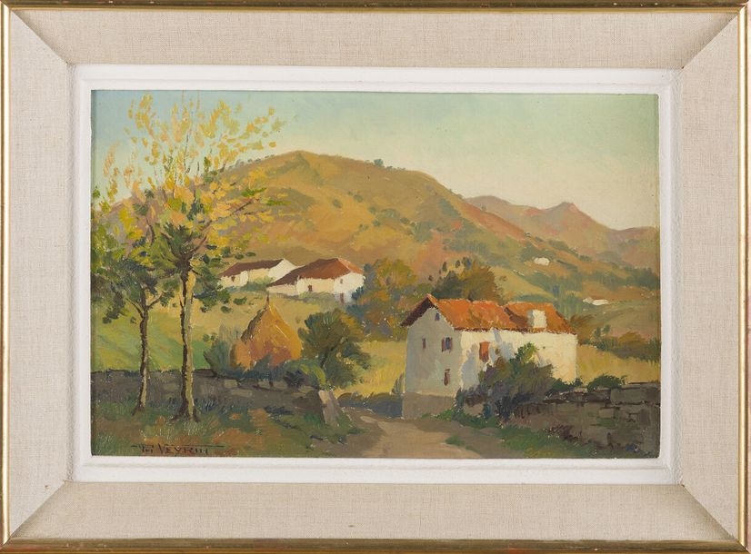 Artwork by Philippe Veyrin, Basque landscape, Made of Oil on panel
