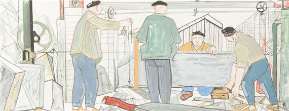 Studies for the murals at the Saft in Bordeaux -making: in Cousserans Sulfating vines: in Guyenne Tuna fishing: Pays des Basques Cork lifting: Pays d by Pierre Theron, 1951