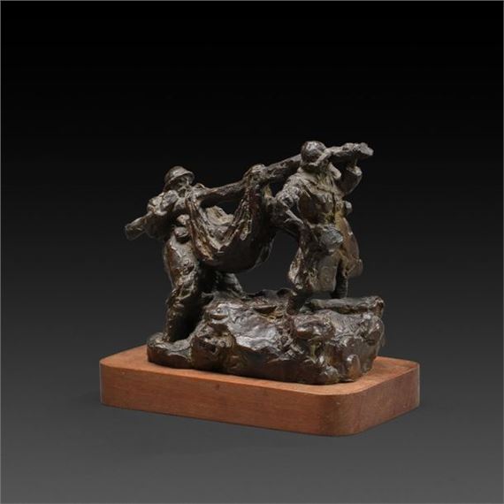 Gaston BROQUET Soldiers with game Small bronze subject Signed 17x22x13cm - Gaston Broquet