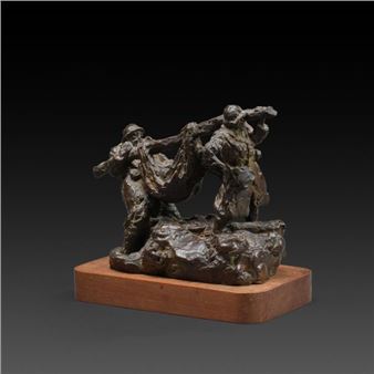 Gaston BROQUET Soldiers with game Small bronze subject Signed 17x22x13cm - Gaston Broquet
