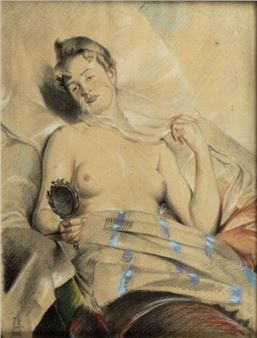 Liegender weiblicher Halbakt - Nikolai Koshelev