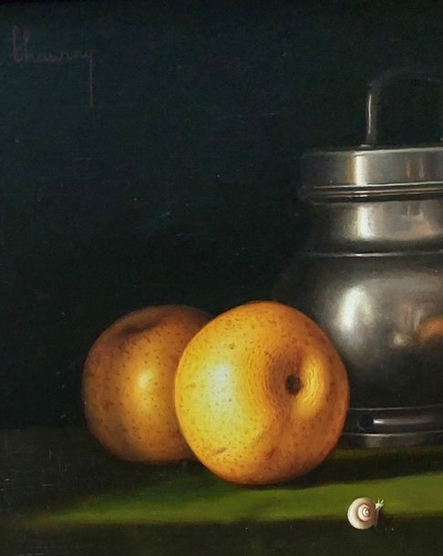 Artwork by Jean-Claude Chauray, Still life with apples, Made of Oil on canvas