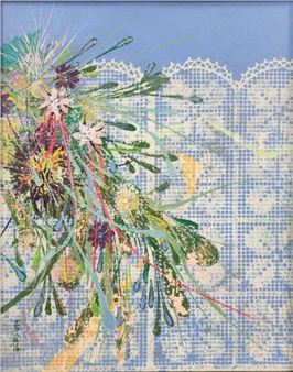 George C Elliott 18x14 Acrylic "Flowers and Lace - George C. Elliott