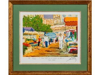 Lithographie, Le marché - Ernest Audibert