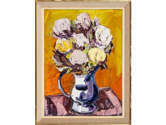 Nature morte au bouquet de fleurs dans un pichet by Ernest Audibert