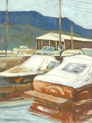 Artwork by Lynda Shalagan, Marina Kelowna, Made of Oil on Board