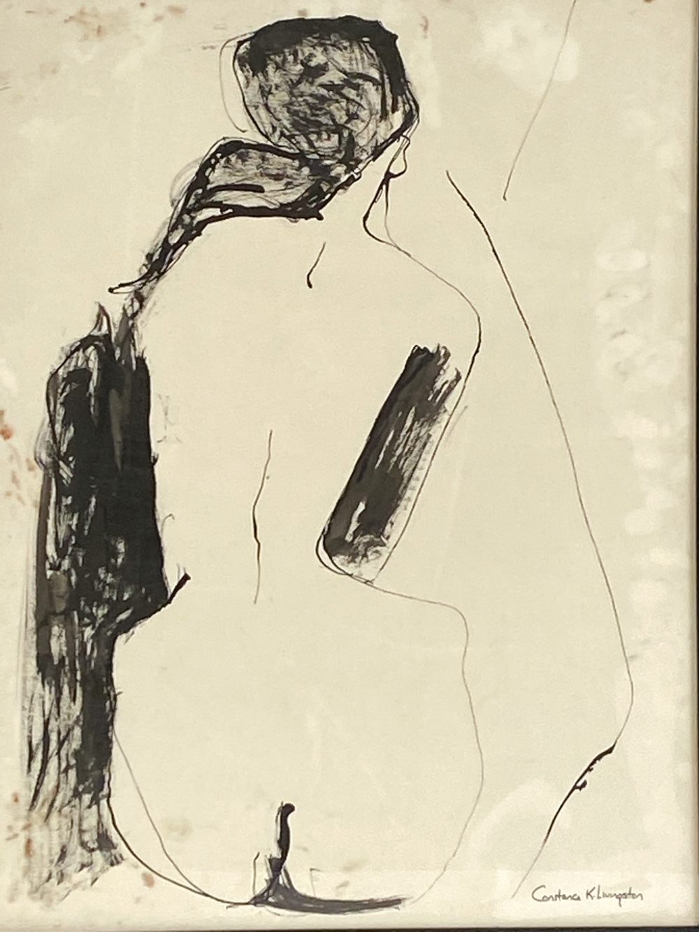 Artwork by Constance K. Livingston, CONSTANCE K. LIVINGSTON 20TH C.NUDE FIGURE STUDY, Made of Ink on paper