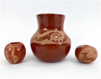 3) SAN ILDEFONSO & SANTA CLARA PUEBLO POTTERY - Santa Clara Pueblo