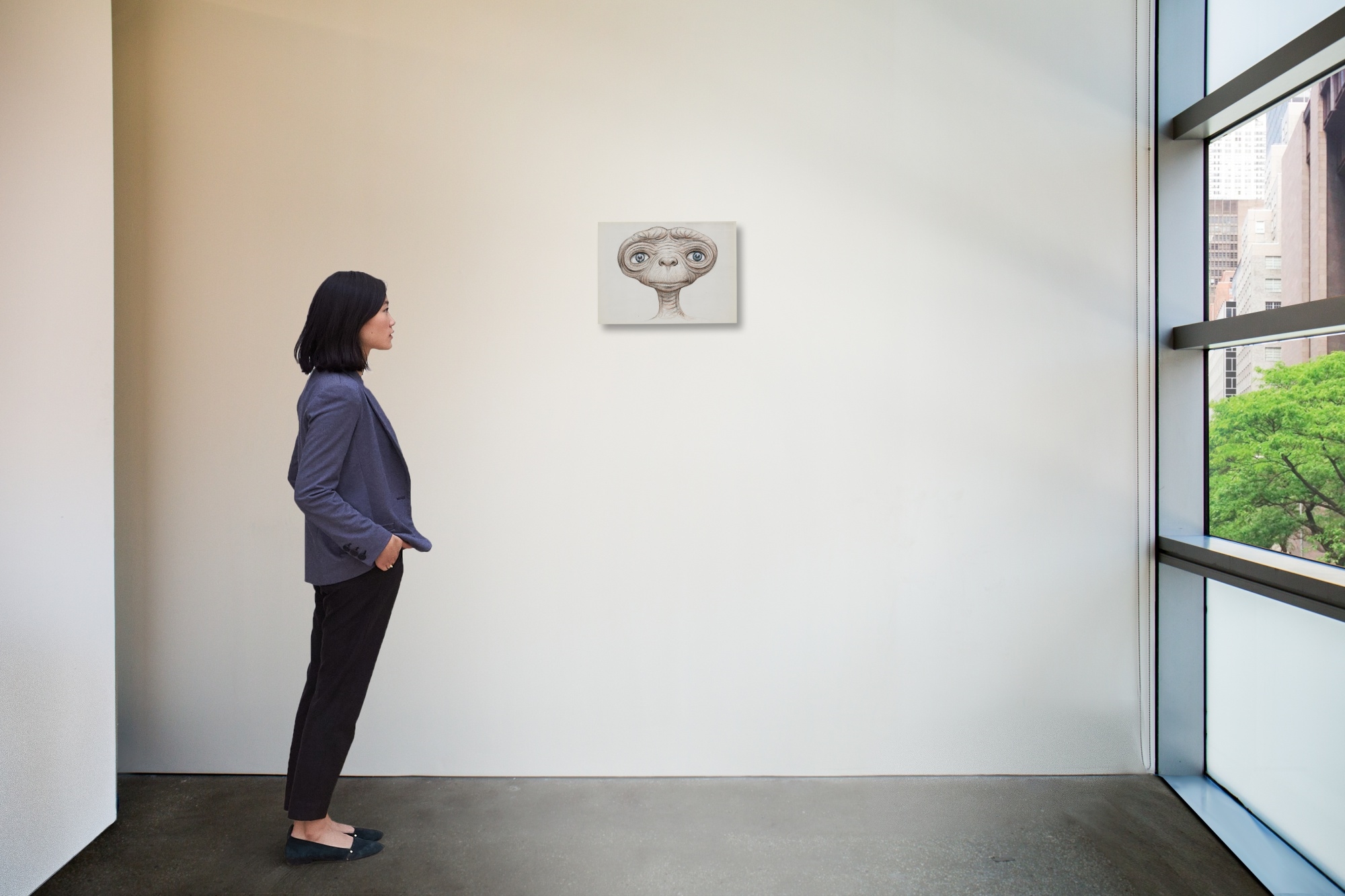 Artwork by Carlo Rambaldi, E.T. the Extra-Terrestrial, Made of colored pencil and ink on white paper