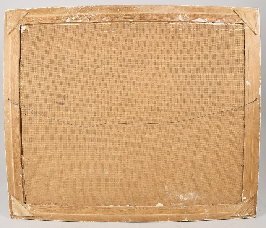 Artwork by Karsten Keiseraas, Norway. Hus vid kust. Signed. Oil on panel, Made of oil on panel