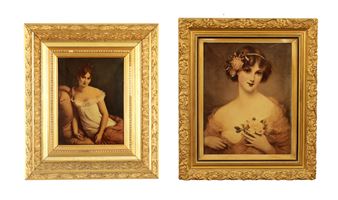 TWO ART NOUVEAU CRYSTOLEUM PORTRAITS - Albert Solbiac
