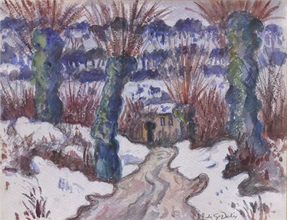 Henri de Saint Delis 1878-1949 Snowy landscape Watercolor signed lower right 24 X 31 cm Provenance: Public sale, Pont-Audemer, January 1989