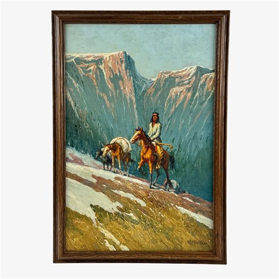 Native American on Horseback by William Meuttman by William Meuttman, 1869